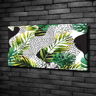 Tableau photo sur toile Feuilles tropicales motif géométrique