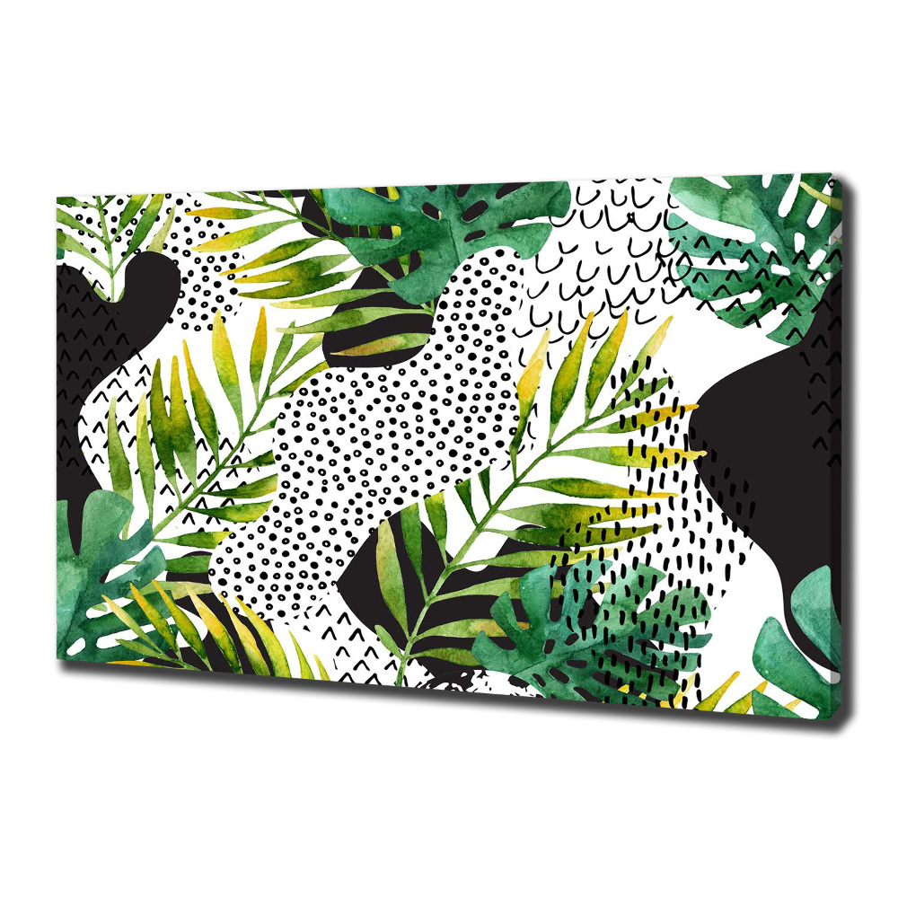 Tableau photo sur toile Feuilles tropicales motif géométrique