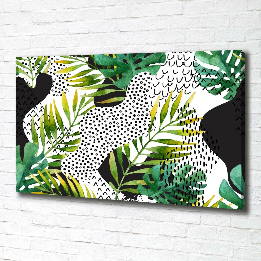 Tableau photo sur toile Feuilles tropicales motif géométrique