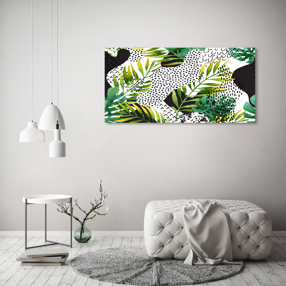 Tableau photo sur toile Feuilles tropicales motif géométrique