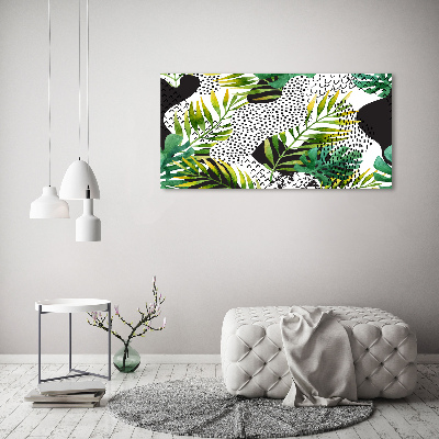 Tableau photo sur toile Feuilles tropicales motif géométrique