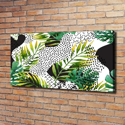 Tableau photo sur toile Feuilles tropicales motif géométrique