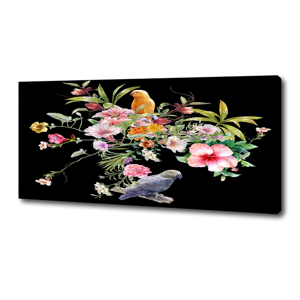 Tableau photo sur toile Fleurs et oiseaux