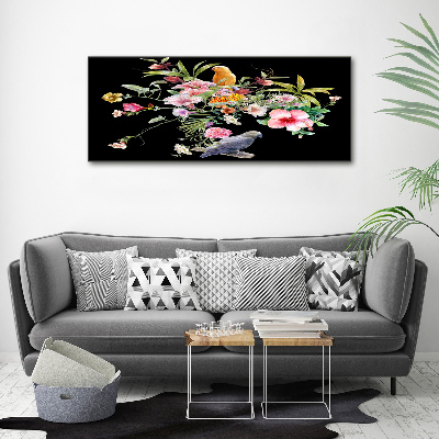 Tableau photo sur toile Fleurs et oiseaux