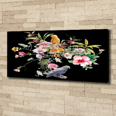 Tableau photo sur toile Fleurs et oiseaux