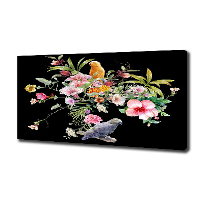 Tableau photo sur toile Fleurs et oiseaux