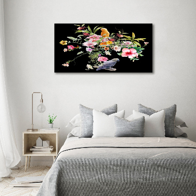 Tableau photo sur toile Fleurs et oiseaux