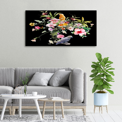 Tableau photo sur toile Fleurs et oiseaux