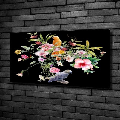 Tableau photo sur toile Fleurs et oiseaux