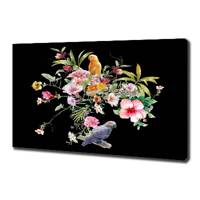 Tableau photo sur toile Fleurs et oiseaux