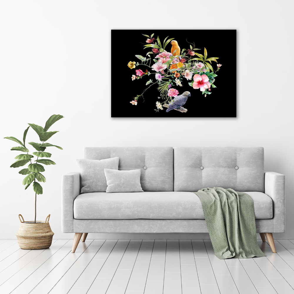 Tableau photo sur toile Fleurs et oiseaux