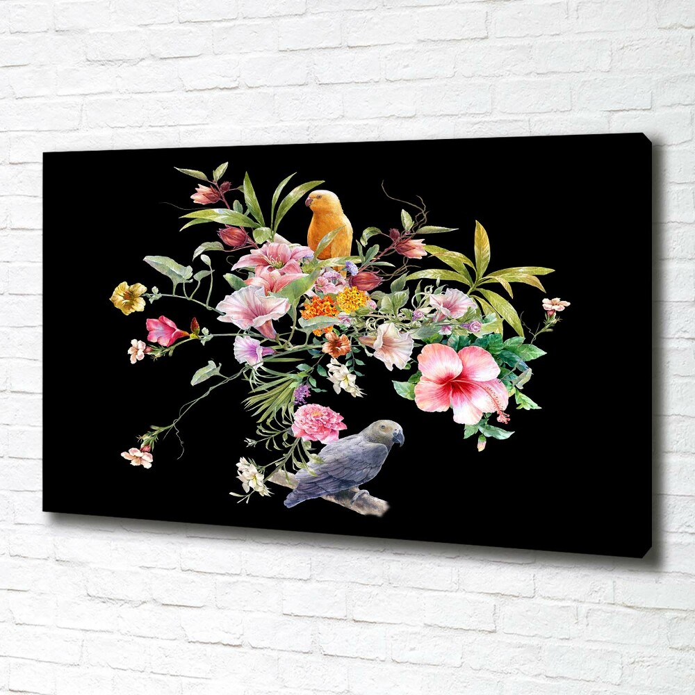 Tableau photo sur toile Fleurs et oiseaux