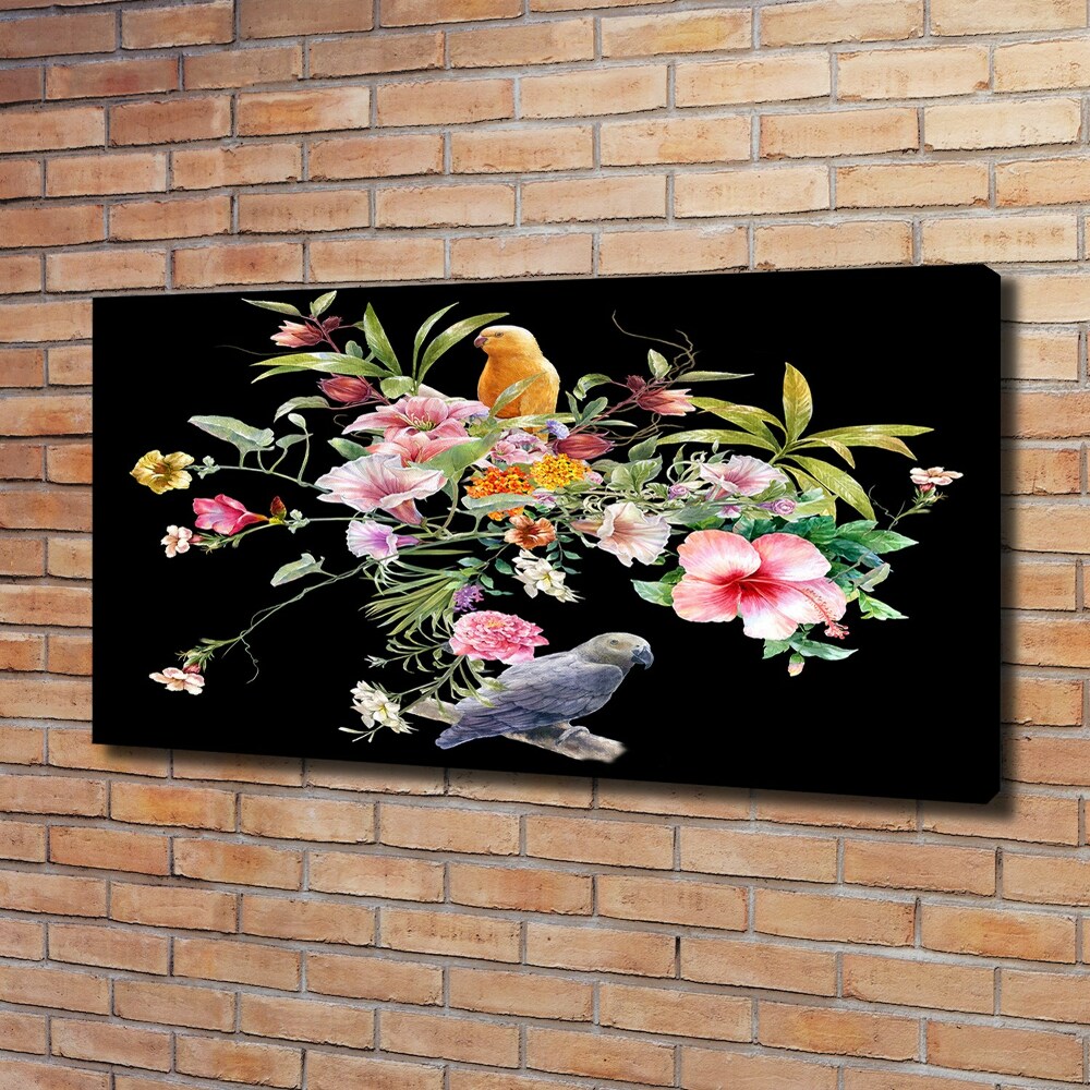 Tableau photo sur toile Fleurs et oiseaux