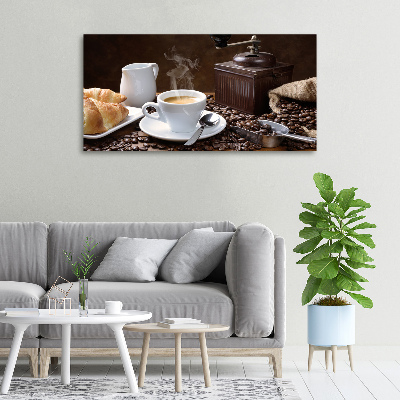 Tableau imprimé sur toile Croissants et café