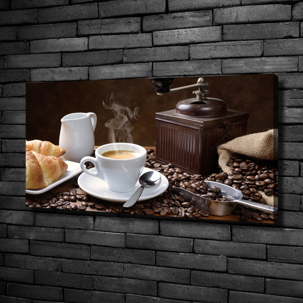 Tableau imprimé sur toile Croissants et café