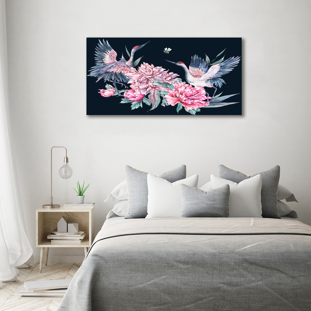 Tableau sur toile Grues et pivoines