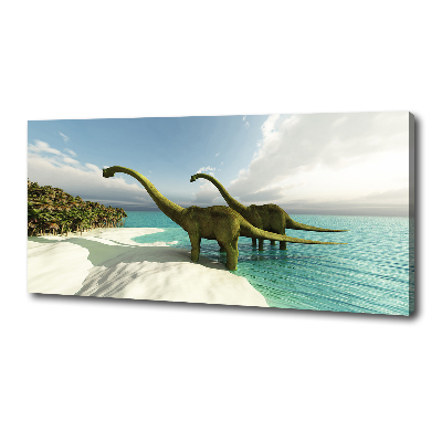 Tableau mural sur toile Dinosaures sur la plage