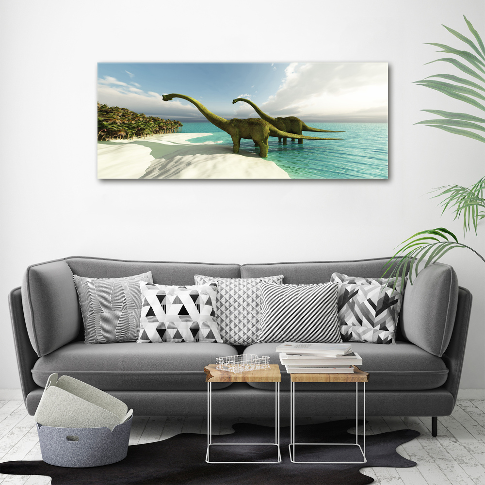 Tableau mural sur toile Dinosaures sur la plage