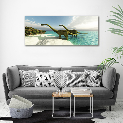 Tableau mural sur toile Dinosaures sur la plage