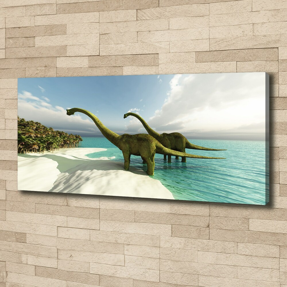 Tableau mural sur toile Dinosaures sur la plage