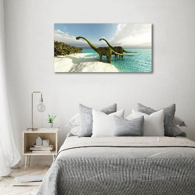 Tableau mural sur toile Dinosaures sur la plage