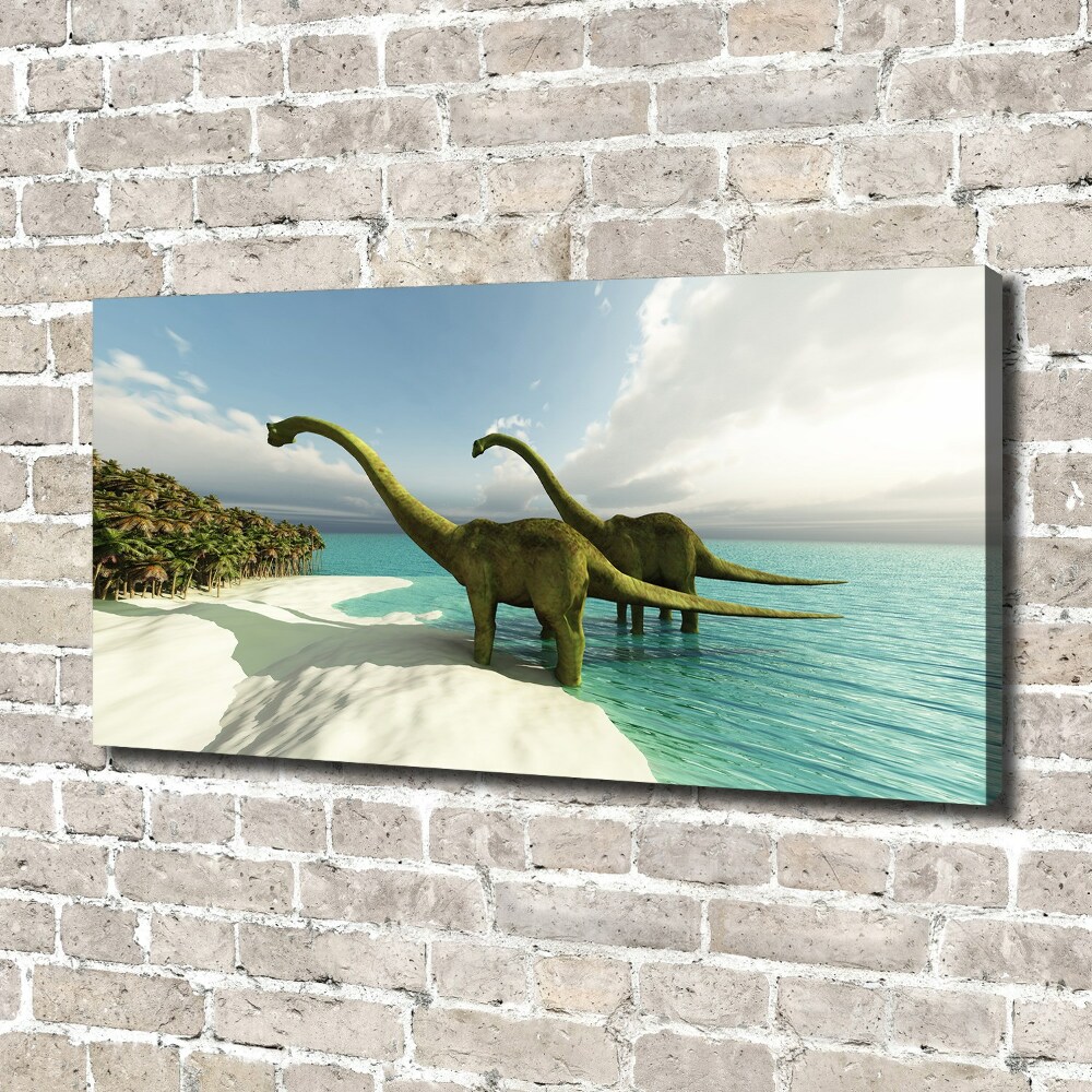 Tableau mural sur toile Dinosaures sur la plage