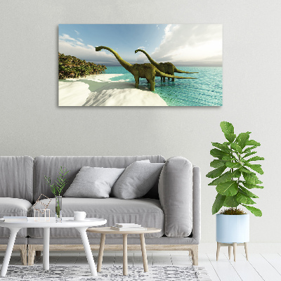 Tableau mural sur toile Dinosaures sur la plage