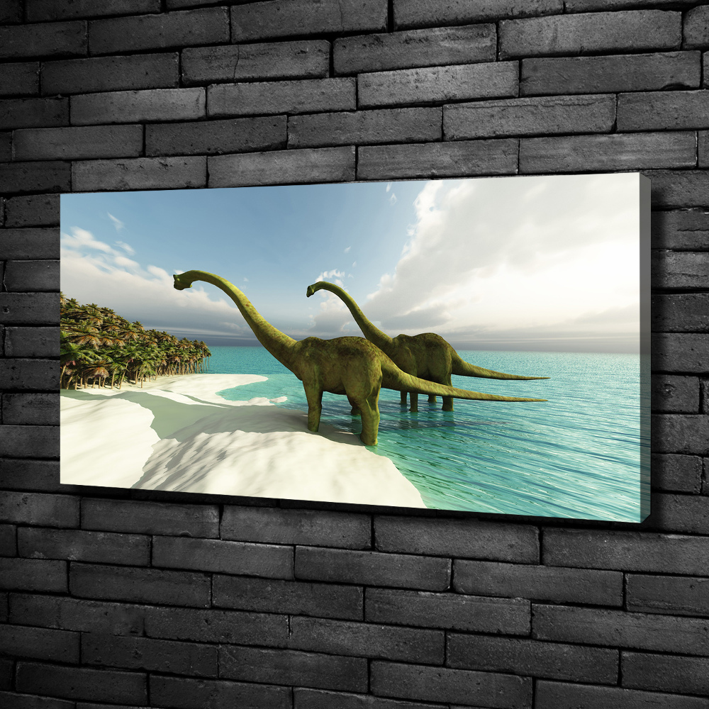 Tableau mural sur toile Dinosaures sur la plage