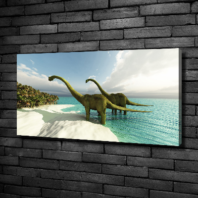 Tableau mural sur toile Dinosaures sur la plage