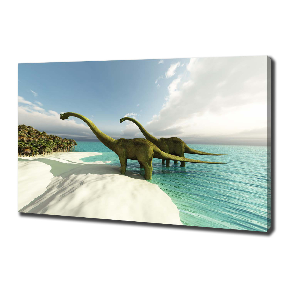 Tableau mural sur toile Dinosaures sur la plage