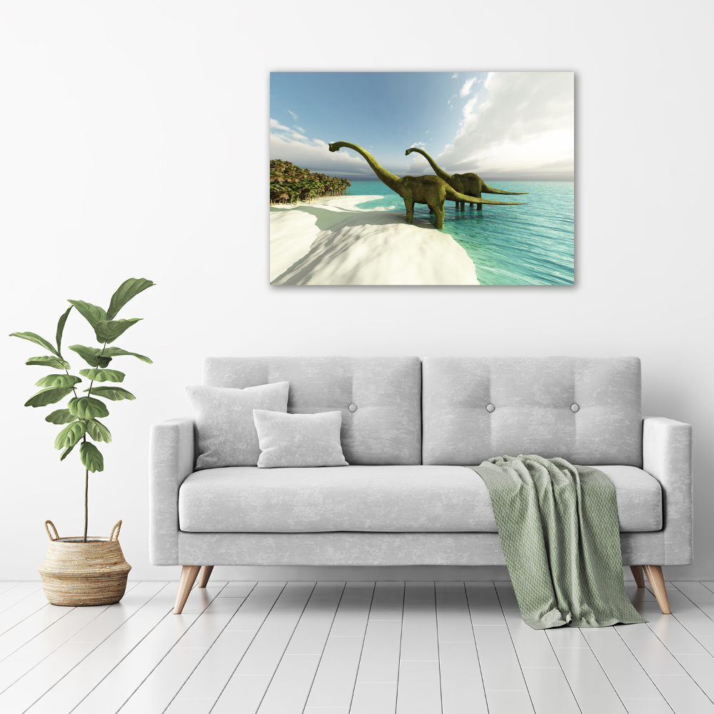 Tableau mural sur toile Dinosaures sur la plage