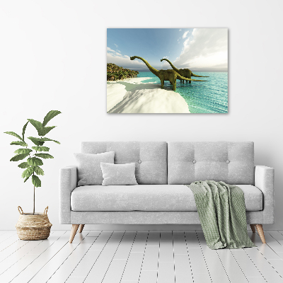 Tableau mural sur toile Dinosaures sur la plage