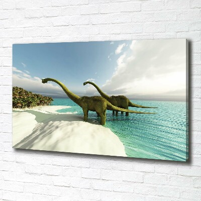 Tableau mural sur toile Dinosaures sur la plage