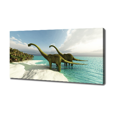 Tableau mural sur toile Dinosaures sur la plage