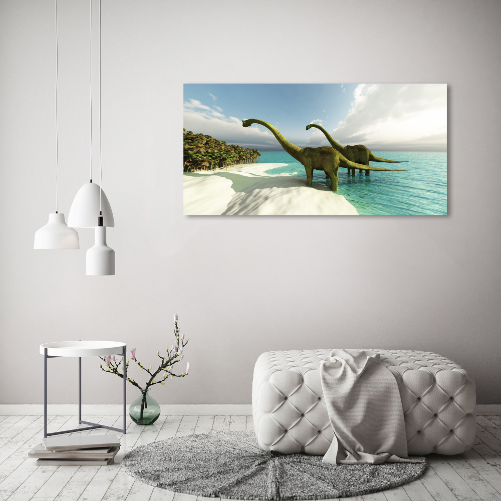 Tableau mural sur toile Dinosaures sur la plage