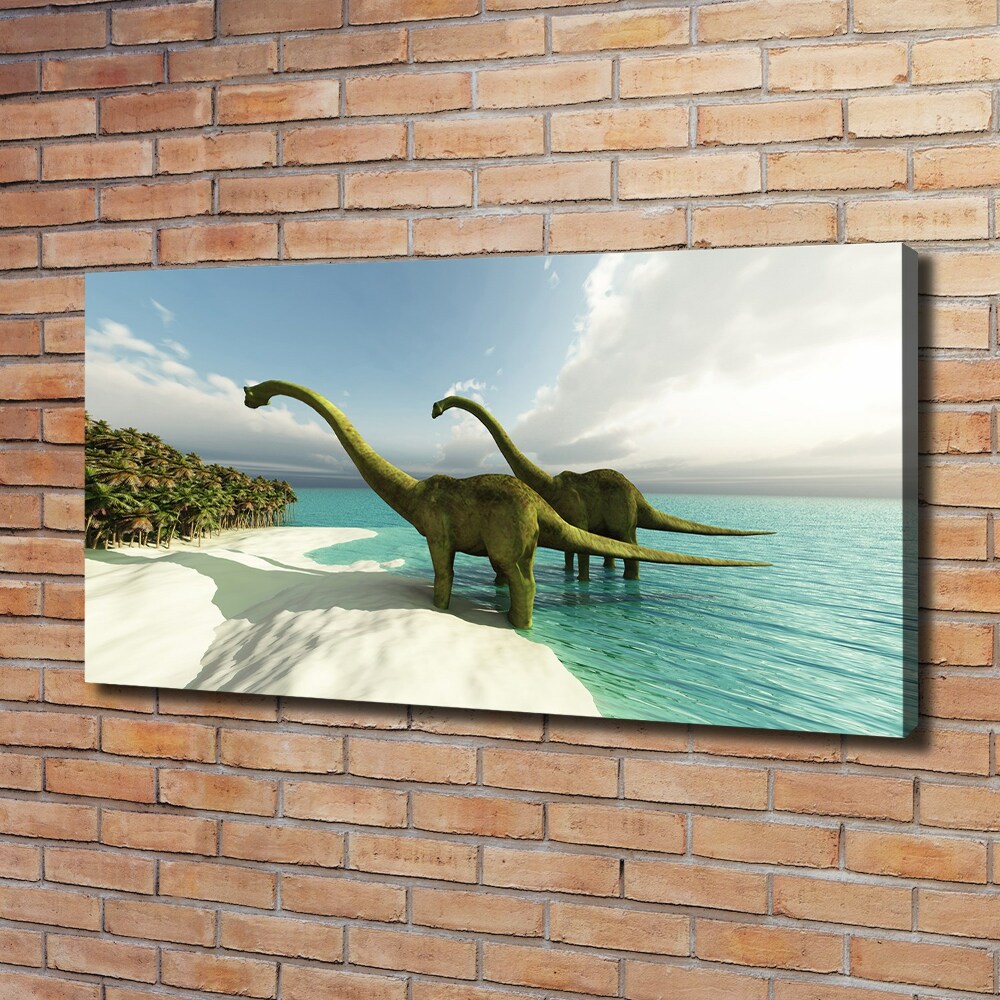 Tableau mural sur toile Dinosaures sur la plage