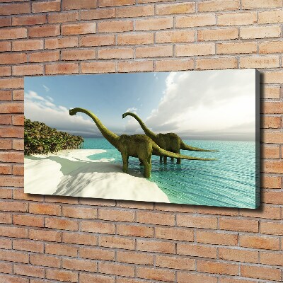 Tableau mural sur toile Dinosaures sur la plage