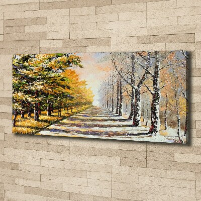 Tableau sur toile L'automne contre l'hiver