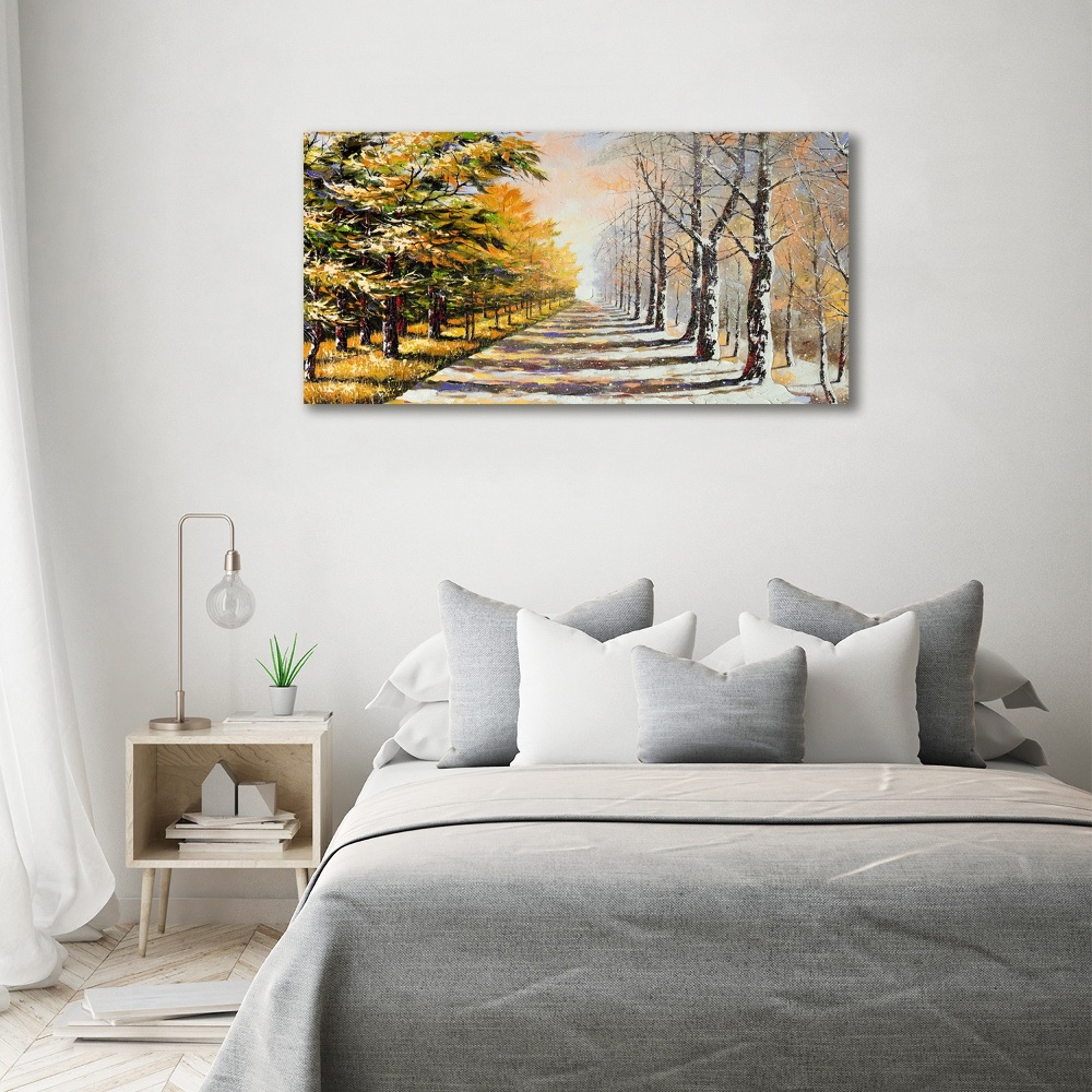 Tableau sur toile L'automne contre l'hiver