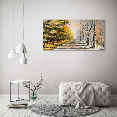 Tableau sur toile L'automne contre l'hiver