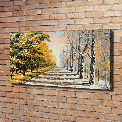 Tableau sur toile L'automne contre l'hiver