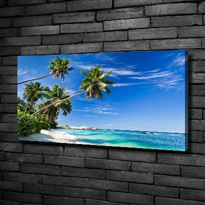 Tableau toile imprimée Plage tropicale palmiers ciel