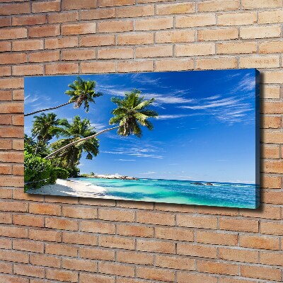 Tableau toile imprimée Plage tropicale palmiers ciel