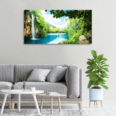 Tableau imprimé sur toile Chute d'eau dans la jungle