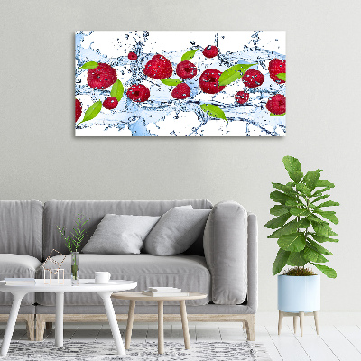 Tableau mural sur toile Framboises et eau