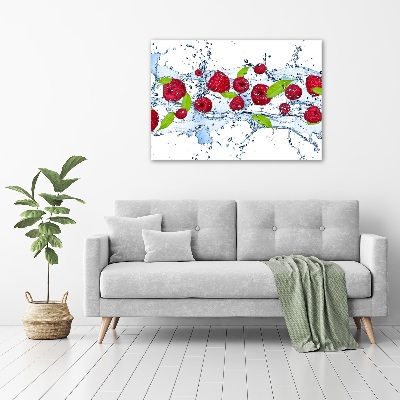 Tableau mural sur toile Framboises et eau