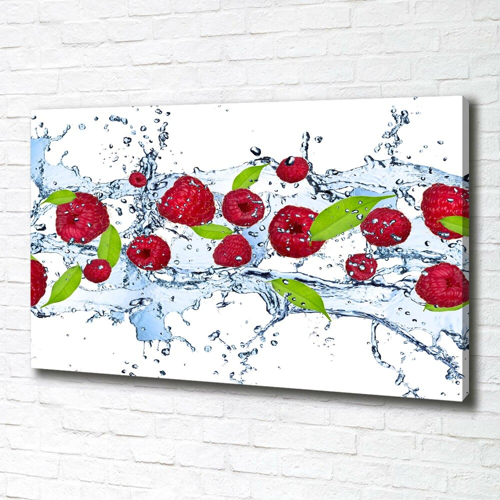 Tableau mural sur toile Framboises et eau