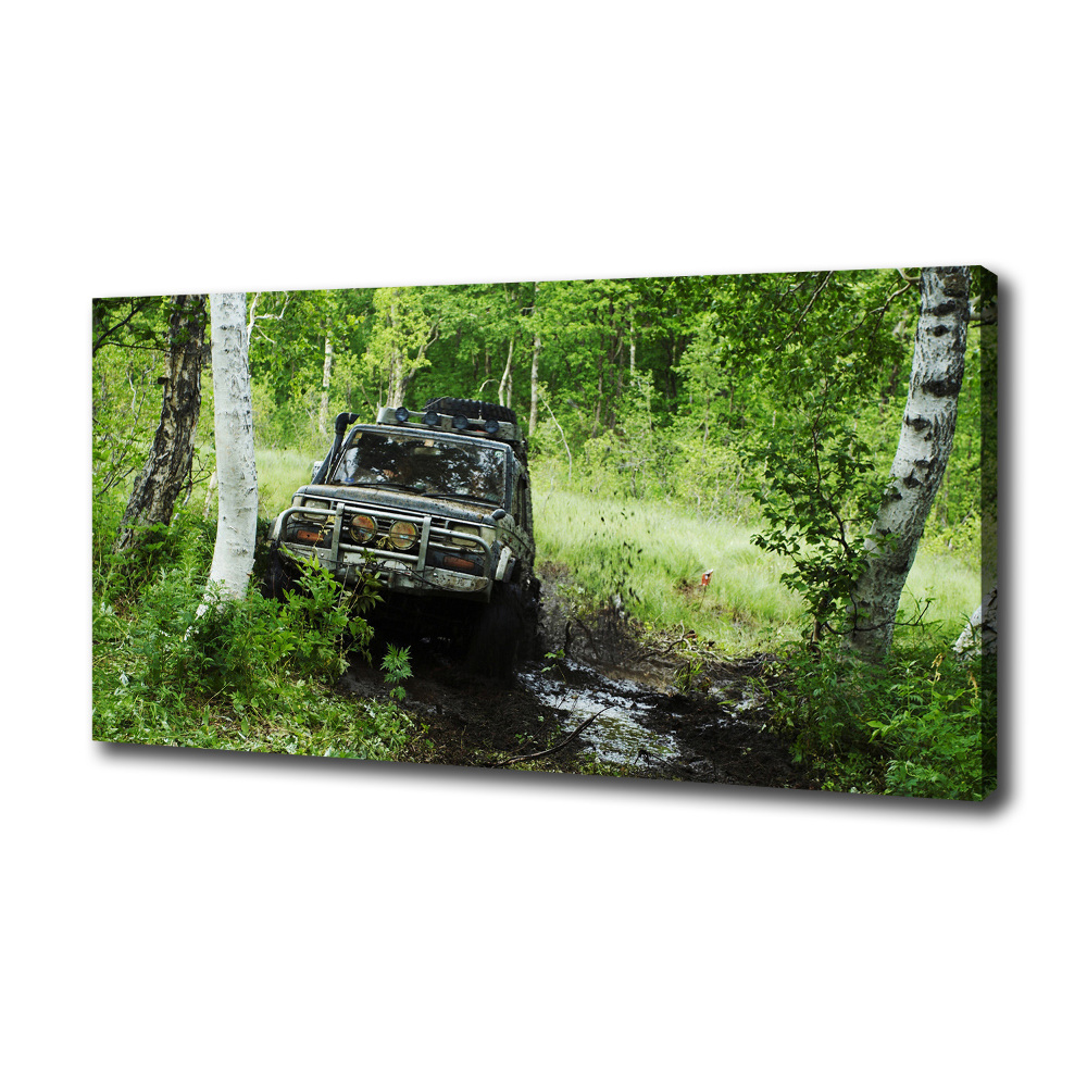 Tableau sur toile Jeep dans la forêt