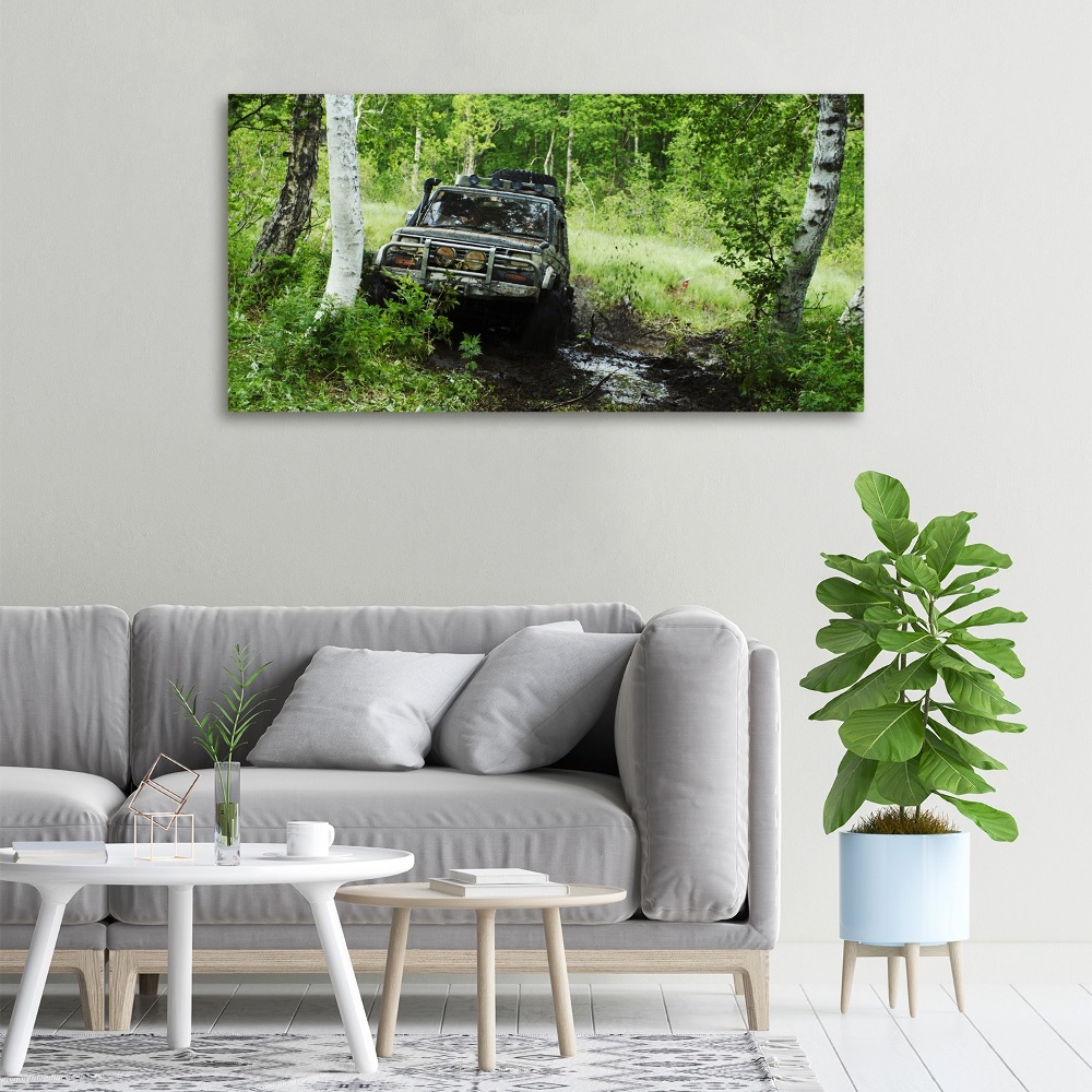 Tableau sur toile Jeep dans la forêt