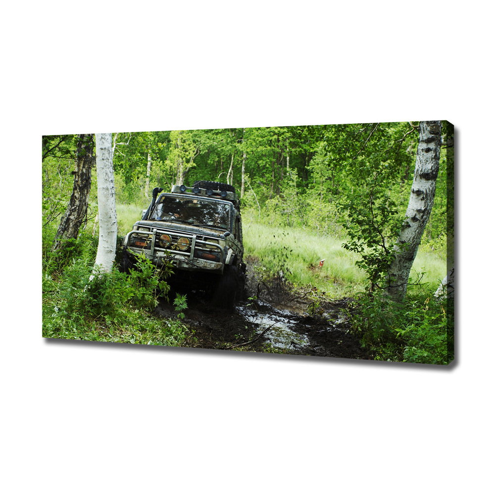 Tableau sur toile Jeep dans la forêt